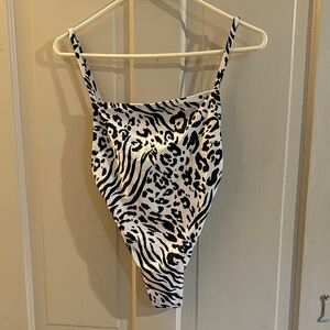 Forever 21 Monochrome Zebra Print Swimsuit